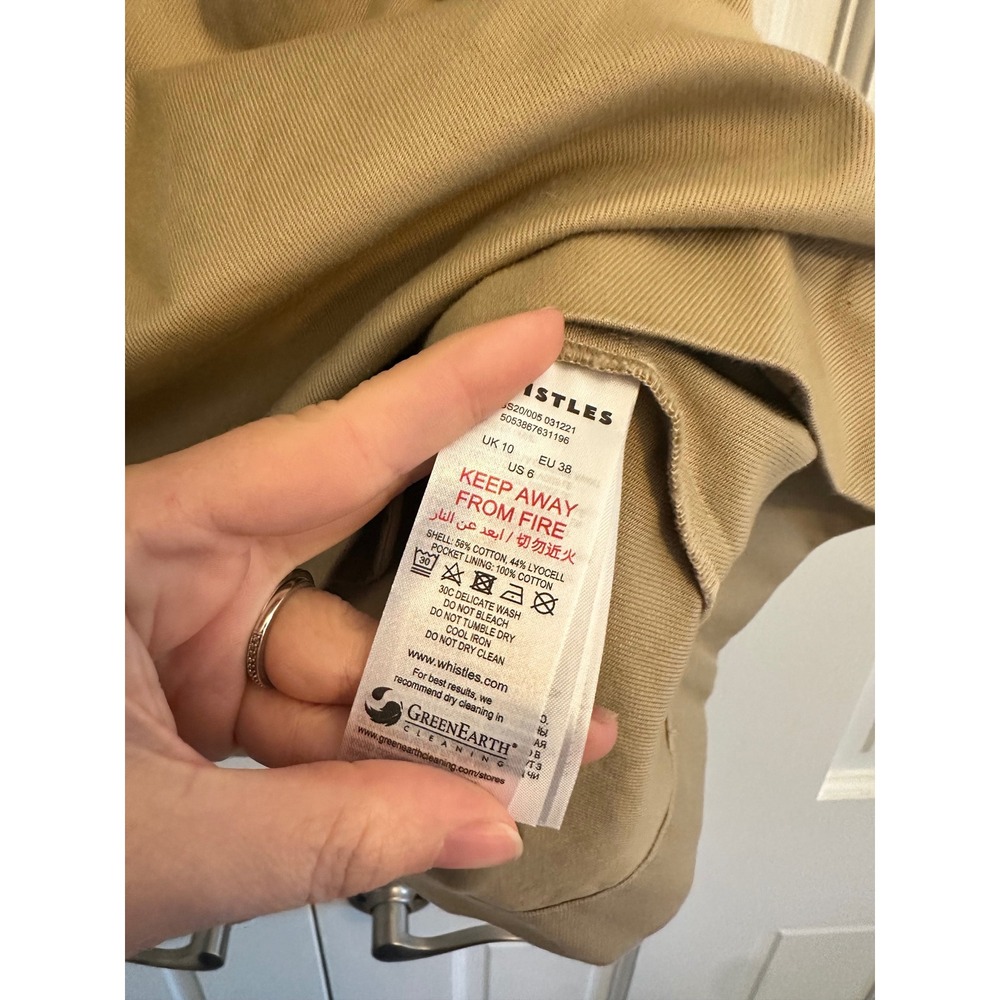 Whistles Gemma Shirt Dress Beige Khaki Cotton Lyocell Belted Mini US 6 NEW - Picture 6 of 6